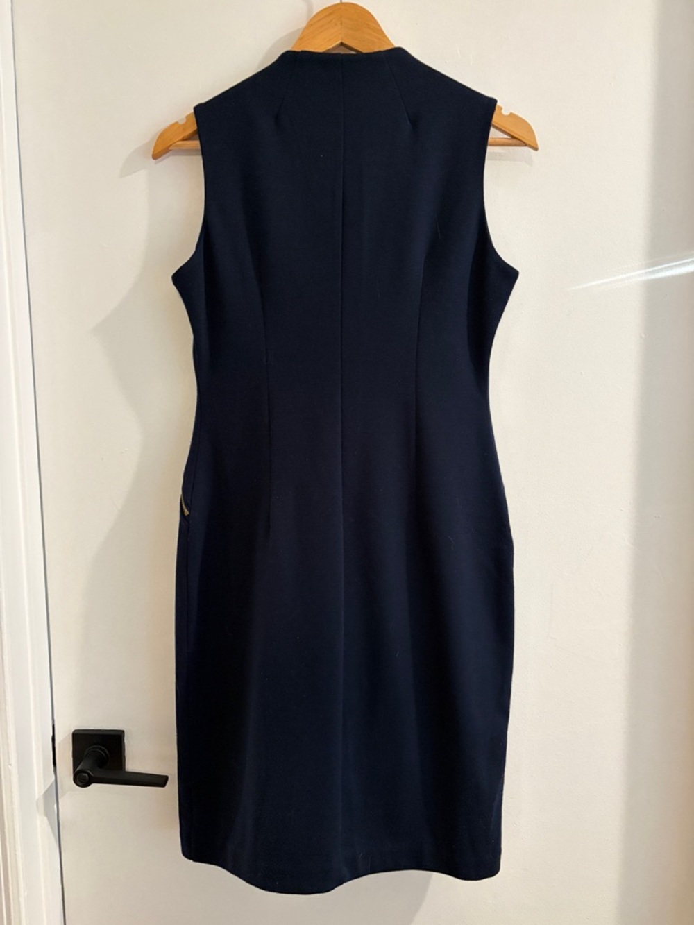 Calvin Klein Navy Sheath Dress with Gold Zip Accents size 4 - Picture 5 of 5
